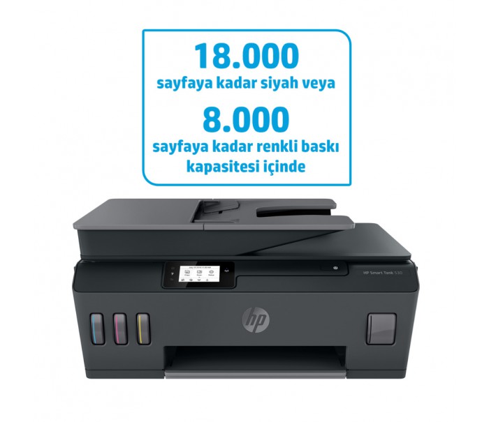 HP Smart Tank 530 Wireless All-in-One, Baskı, Tarama, Kopyalama, ADF, Wifi, 4SB24A